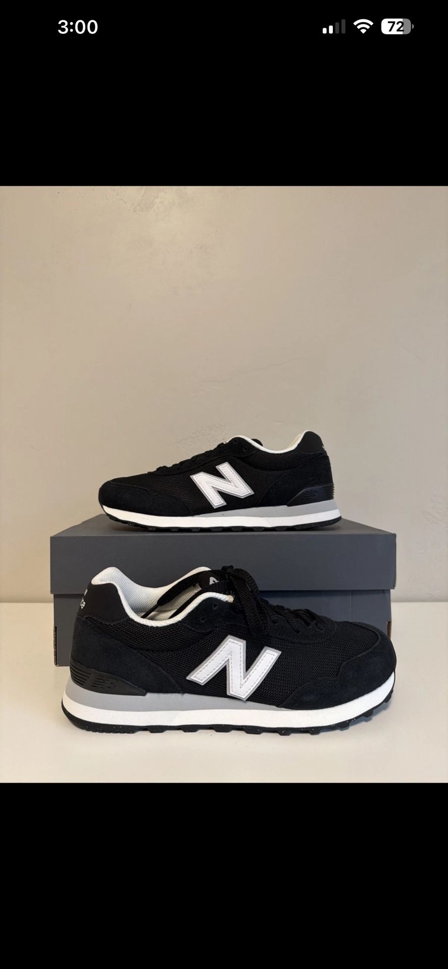 New Balance 515 V3 Sneakers Shoes Black/White Size 15