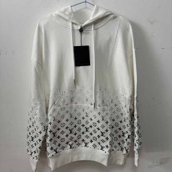 Louis Vuitton White Mens Logo Hoodie L 