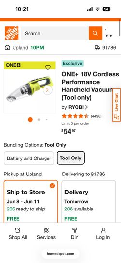 ONE+ 18V Cordless Performance Handheld Vacuum (Tool only)