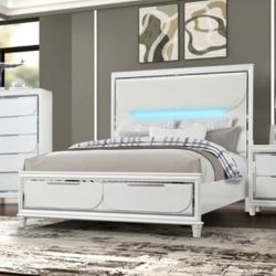 White Bedroom Furniture With LED Lighting