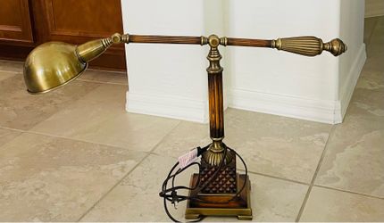 Bankers Lamp brass and wood