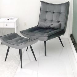 Modern Wingback Chair Plus Ottoman