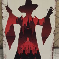 Harry Potter Professor McGonagall Sign Tin Silhouette Casting Spell Rustic 8x12"