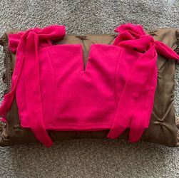 Hot pink crop top with tie detail