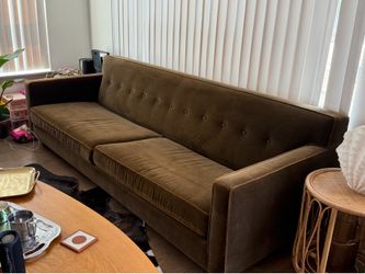 Room and board couch velvet brown