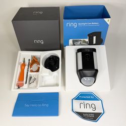 Ring Spotlight Cam Battery Black Wireless Outdoor security Camera - No Batteries