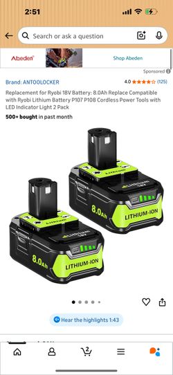 Battery 18v lithium ion