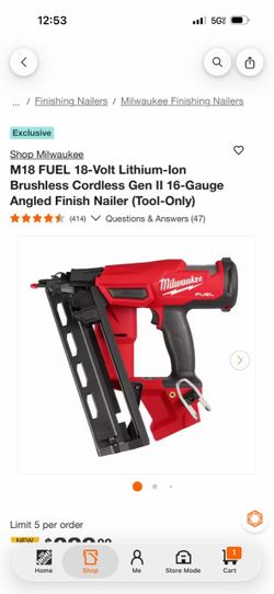 Milwaukee M18 FUEL 16-Gauge Angled Finish Nailer