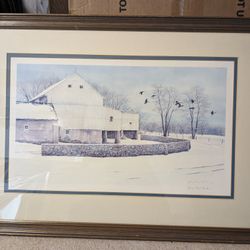 Harry Lloyd Jaecks Print Winter Barn Framed Wall Art  