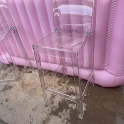 2 Transparent Crystal Ghost Counter Stools