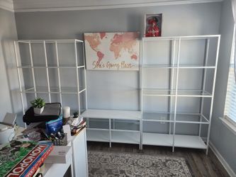 White bookshelf wit tv stand
