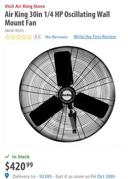Air King 30in Oscillating Wall Mount Fan