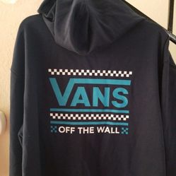 MENS NEW VANS OFF WALL HOODIE PULLOVER JACKET SZ LARGE. NAVY BLUE 