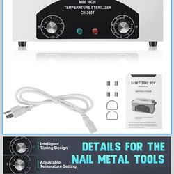 High Temperature Metal Tool Cleaning Box, 110V 300W 1.5L with Timer Manicure Pedicure SPA Salon Barber Equipment for Sundry Beauty Hair Nail Metal Too