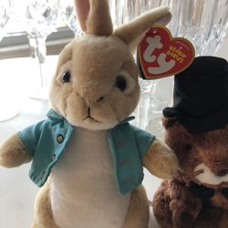 Peter Rabbit Cottontail And FLOPSY TY Beanie Babies 