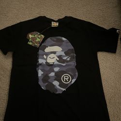 Blue and Black bape shirt