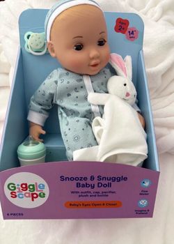 BRAND NEW Giggle Scape Snooze & Snuggle Baby Doll - 14" Baby Doll with Accessories