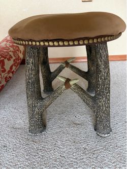 Suede top, faux antler legs, footstool