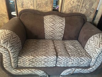 Brown & Beige Loveseat Couch – Great Condition