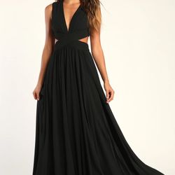 Lulus Vivid Imagination Black Cutout Maxi Dress 