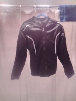 Black Zip-Up Jacket with White Stripes