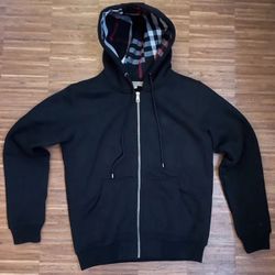 Black Burberry Zip Up Hoodie