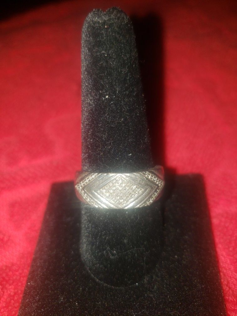 Men's 925 Sterling Silver Real Diamond Wedding Band 