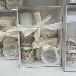 Girl And Boy Bautizo Candle Osito