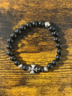 Chrome Cross Bead Bracelet