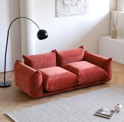 Rust Velvet Loveseat
