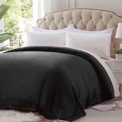 Sherpa Fleece Blanket Queen Size Super Soft Extra Warmest and Heavy Thick Winter 500GSM Bed Blankets for Couch Sofa Bed, 90" X 90" (Dark Grey)