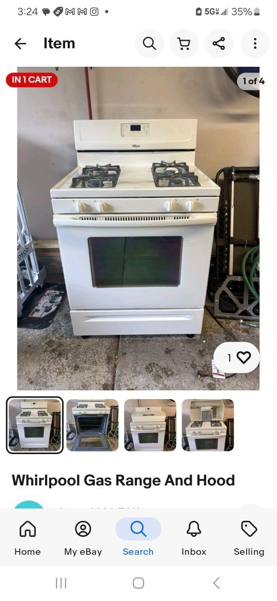 Whirlpool 4 Burner Gas Range Stove Oven