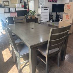 6-Piece Dining Set – Table, 4 Chairs + Bench – Modern Wood Finish