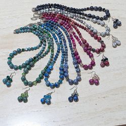 Gemstone Necklace Earring Jewelry Set Gift for Women, Pack Of 7 Set