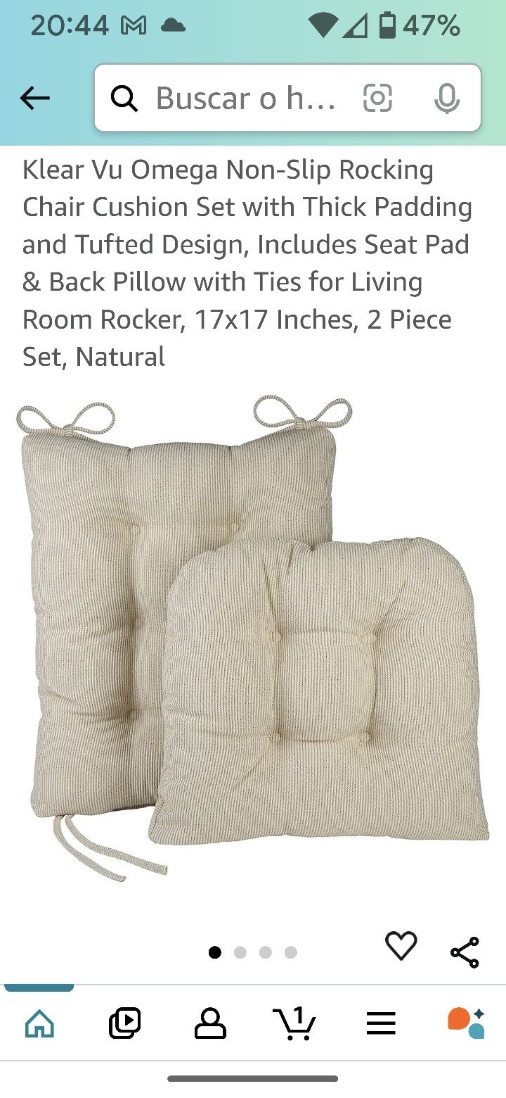 Klear Vu Omega Non-Slip Rocking Chair Cushion Set