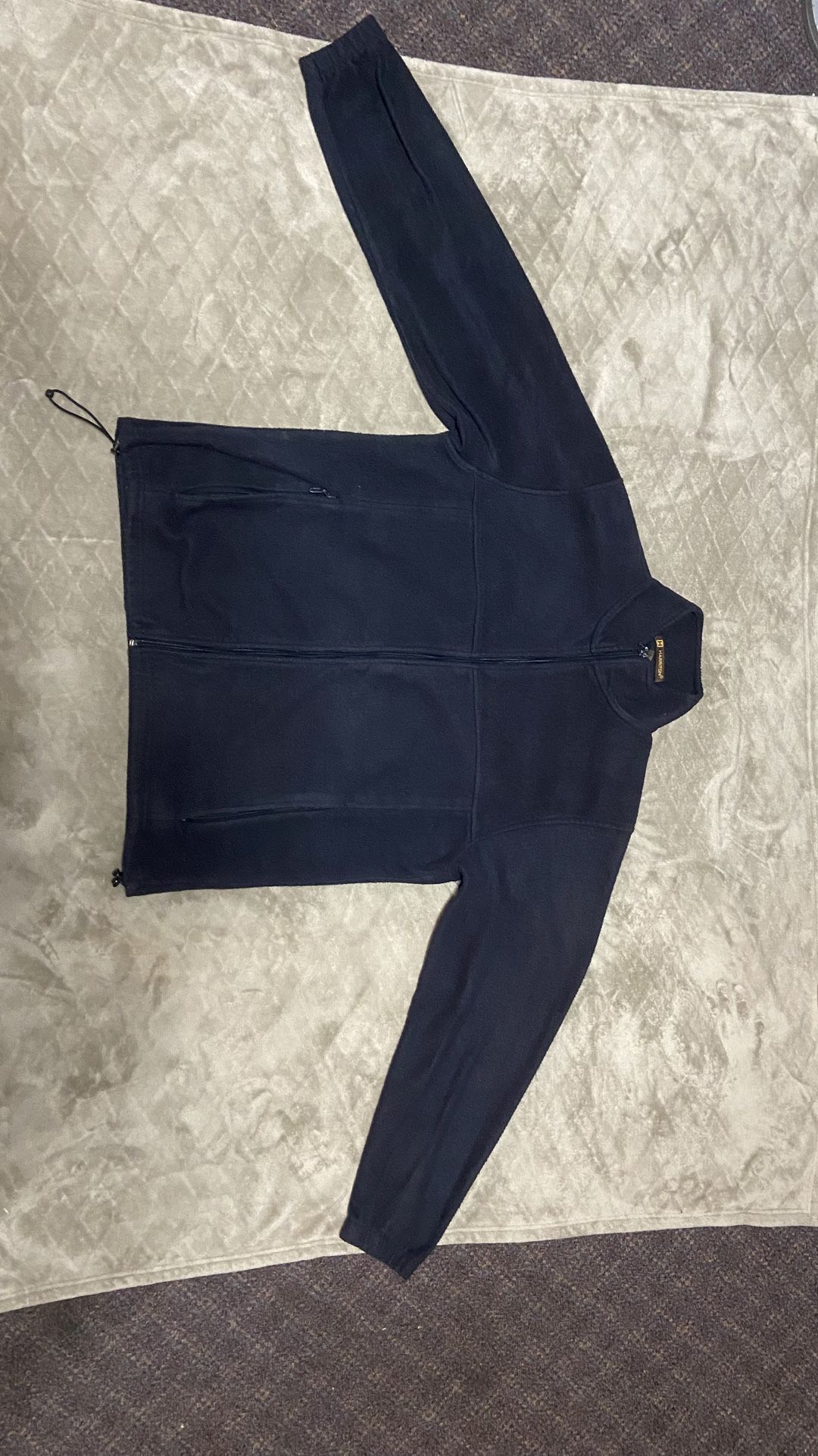 Harriton Fleece Zip-Up Jacket – Size L – Like New Barley Worn (Dark Blue)