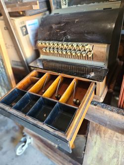 Antique Brass Key Cash Register with Drawer