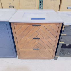 Brand New Bathroom Vanity “30” in Brown with 2 modern drawers and Marble Top in White  $399 