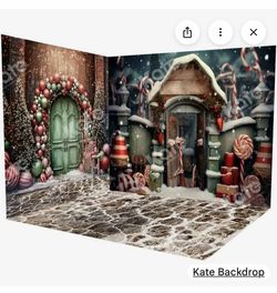 KATE brand candy green door and snow room set photography backdrop