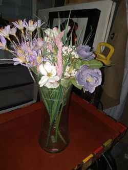 Glass Vase with Artificial Flower Arrangement