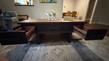 Dark Wood Coffee Table with Drawers
