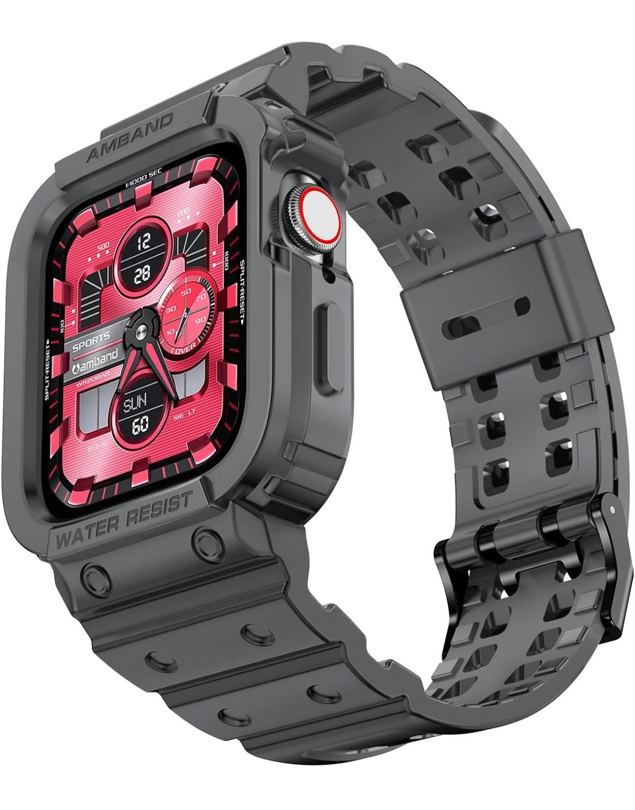 amBand Compatible for Apple Watch Band 45mm 44mm 42mm with Bumper Case, Rugged Men Bands for iWatch SE SE 2 Series 9 8 7 6 5 4 3 2 1, Sport Military P