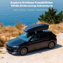 Rooftop Cargo Carrier Hard Shell, 15 Cu Ft. Car Roof Cargo Carrier w/Dual Side Opening, 165LBS Capacity, Rooftop Storage Case Cargo Box for