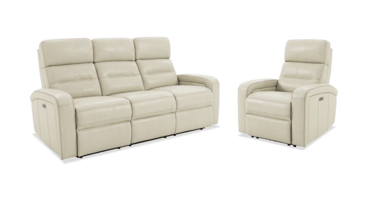 Echo Pearl Leather 82'' Power Reclining Sofa & Recliner Chair