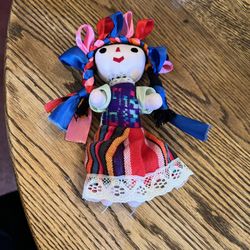 Handmade Mexican Rag Doll 8” Jointed
