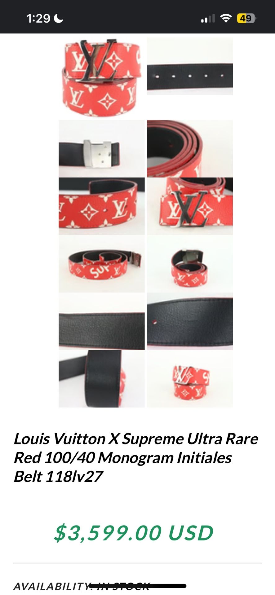 Louis Vuitton X Supreme 2017 Belt