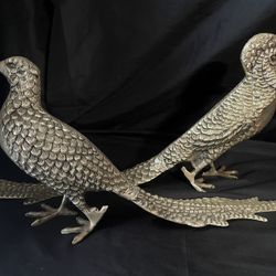 Mid Century Silver Pheasant Set, 18 Inch 