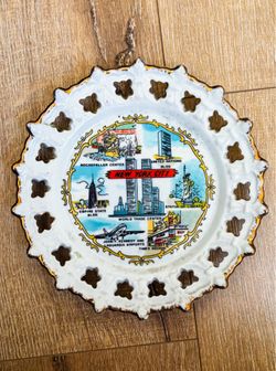 NYC Gold Trim Vintage Korean Decorative Plate