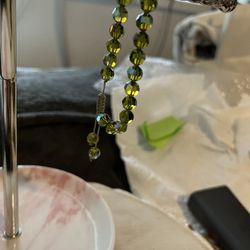 Green Shiny Beads Made With Thin Twill