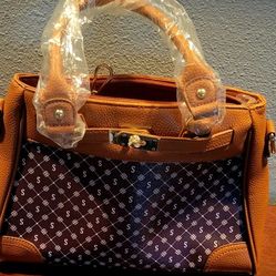 Women's Hand Bag Danbury Mint Personlized Expresso/Caramel Letter "S"HandBag 14"